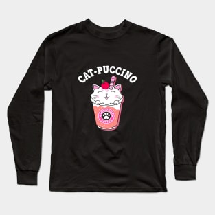 Catpuccino T-Shirt Cats Coffee Cappuccino Italian Coffee Funny Kawaii Cute kitten Cat Lover Long Sleeve T-Shirt